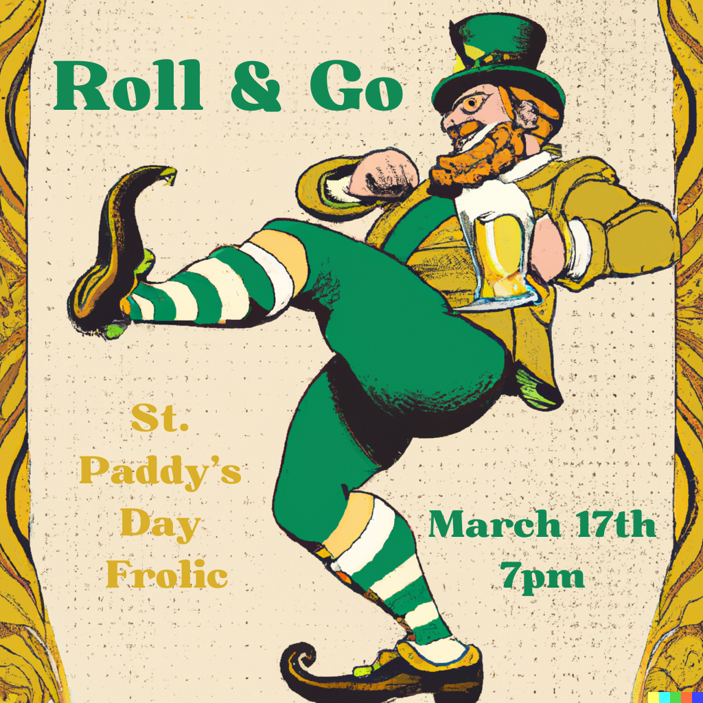 Roll & Go Concert Promotion with a dancing leprechaun